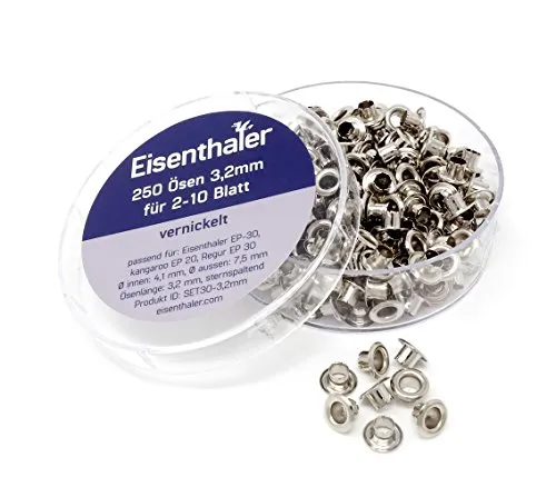 Eisenthaler 250 Ösen SET30-3,2mm, vernickelt für 2-10 Blatt