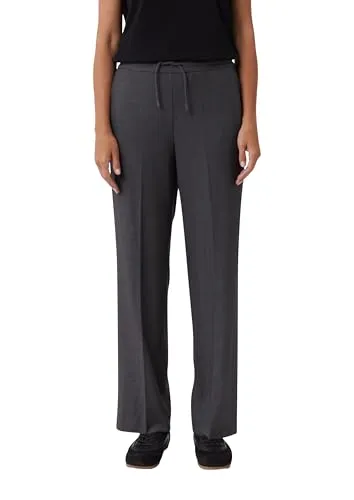 Webhose COMMA Damen, Gr. 44, Grau Melange - Stoffhosen mit Wide-Leg-Schnitt und normaler Leibhöhe, ideal für entspannte Freizeit-Outfits. Pflegeleichter Webstoff sorgt für hohen Tragekomfort.