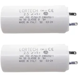 2er-Set Kondensatoren 2,5 μF LORTECH für Rollläden Für alle Marken – Motor-Drehmoment 6 Nm – Hergestellt in Italien