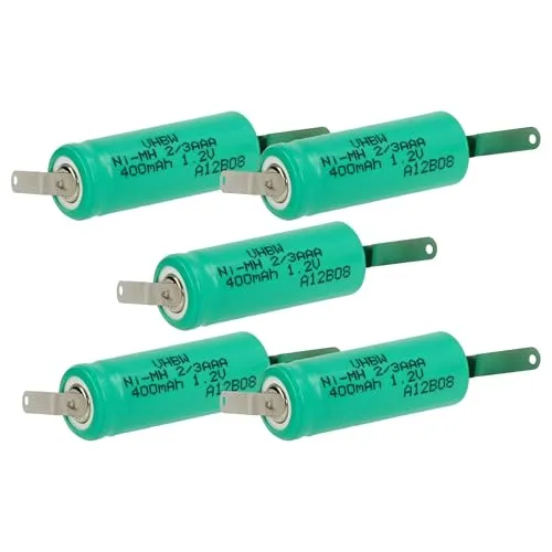 vhbw 5X Akku Ersatz für 2/3AAA für Modellbau (400mAh, 1,2V, NiMH, Grün, mit Z-Lötfahne)