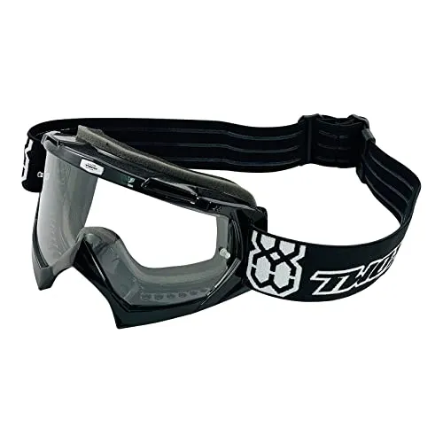 TWO-X Cross-Brille - Motocross-Brille mit klarem Glas - Kratzfeste Motorrad-Brille - Enduro & Downhill Schutz-Brille -Modell Race - Schwarz