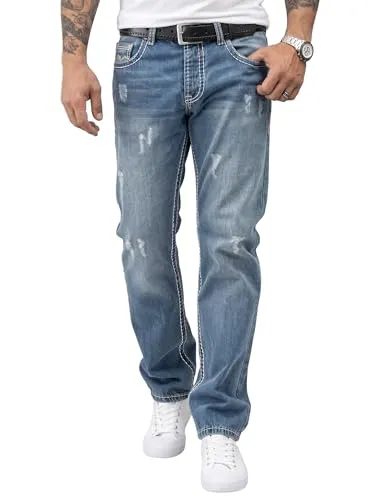 Rock Creek Herren Jeans Comfort Fit RC-2268 Blau W30 L30 - Moderne Herren Jeans im Comfort Fit mit lockerer Passform und hochwertiger Verarbeitung. Ideal für Büro, Alltag und Freizeit – vielseitig kombinierbar mit 5-Pocket-Design und stylischem Used Look.