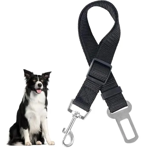 JOOTUEPO Hundegurt fürs Auto, 1 Stück Verstellbarer Anschnallgurt, Sicherheitsgurt mit Rückdämpfung für alle Hunderassen & Autotypen, Schwarz