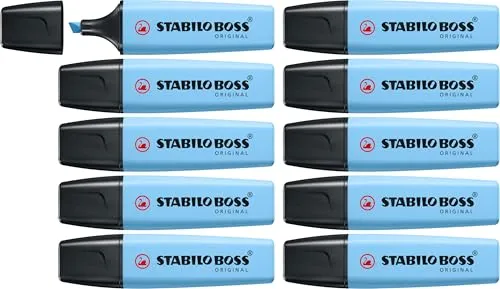 STABILO - Textmarker - BOSS ORIGINAL Pastel - 10er Pack - himmlisches Blau