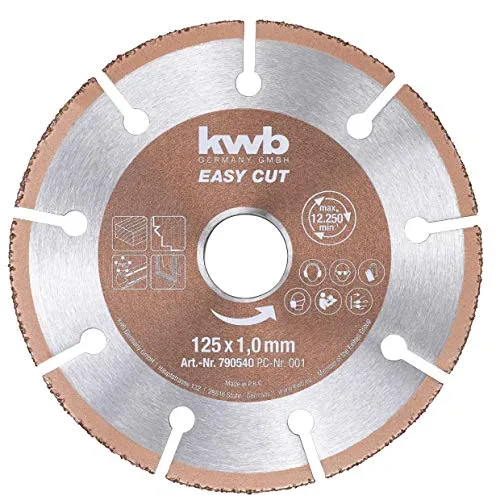 kwb Easy-Cut universal Hartmetall Trennscheibe 125 mm x 1 mm, Flex-Scheibe f. div. Materialien, Bohrung 22,23 mm, 125mm
