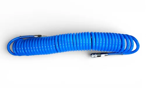 Aircraft Spiralschlauch 10m mit Schnellkupplung - Druckluftschlauch mit 8 bar Druckfestigkeit, ideal für Werkstätten und Baustellen, leicht und flexibel.