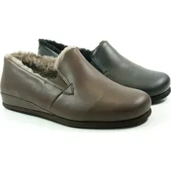 Hausschuh ROHDE Herren Gr. 47, schwarz - Hochwertiger Hausschuh in California-Machart aus Glattleder mit gemütlicher Lammfell-Innenausstattung und rutschhemmender EVA-Laufsohle – ideal für Komfort zu Hause.