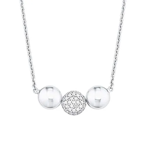 s.Oliver Damen Kette mit Kugel-Anhänger aus 925 Sterling Silber - Elegante Kette (42+3 cm) mit rhodiniertem 925er Sterling Silber und funkelndem Zirkonia. Ideal für jeden Anlass, vielseitig kombinierbar und besonders hautverträglich.