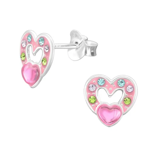 Herz Kinder Ohrringe 925 Silber für Mädchen Schmuck Geschenk