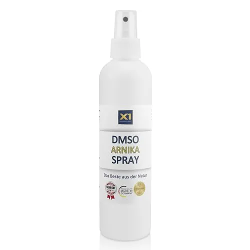 DMSO Spray mit Arnika Extrakt – 60% DMSO 99,9% Reinheit & Arnika – strukturiertes Wasser – ohne chemische Zusätze – 250 ml in HDPE Sprayflasche