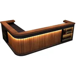 360Home Eck Bartresen Braun 200CM für Gastronomie und Empfangsbereiche