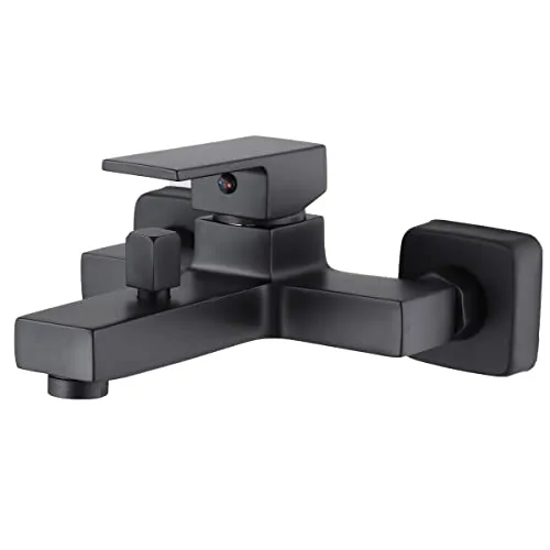 ZXC Badewannenarmatur für die Wandmontage, hochwertige Einhebel Mischbatterie inklusive Brause in Matt Schwarz