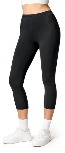 Ladeheid Leggings Damen 3/4 Capri Hose aus Baumwolle LA40-132 (1-tlg) elastischer Bund