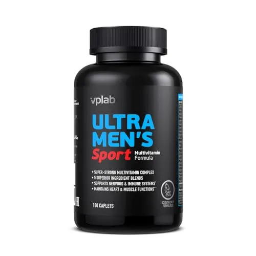 Vplab Ultra Mens Sport Multivitamin 180 Kapseln, hochdosierte Multivitamine für Energie, Muskelkraft und mentale Leistung, unterstützt Immunsystem und Fitness, vegan und glutenfrei, 6 Monate Vorrat