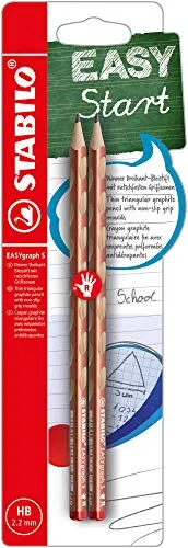 STABILO - Schmaler Dreikant-Bleistift für Rechtshänder - EASYgraph S Metallic in Kupfer - 2er Pack - Härtegrad HB
