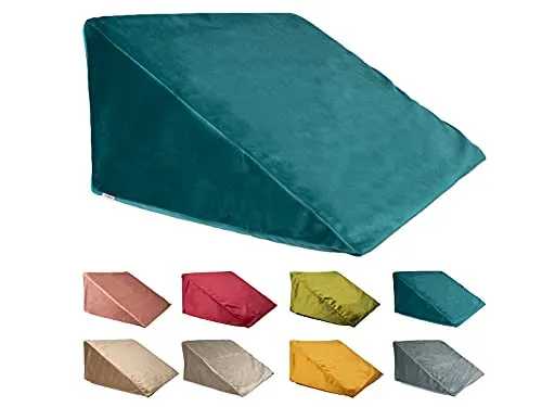 beties Samt&Sonders Keilkissenhülle Petrol - Kissenhülle ca. 62x49x30 cm aus hochwertigem Samt, ohne PFC, waschbar bei 30°C und ideal für ein entspanntes Wohnerlebnis mit eleganter Jeansnaht.