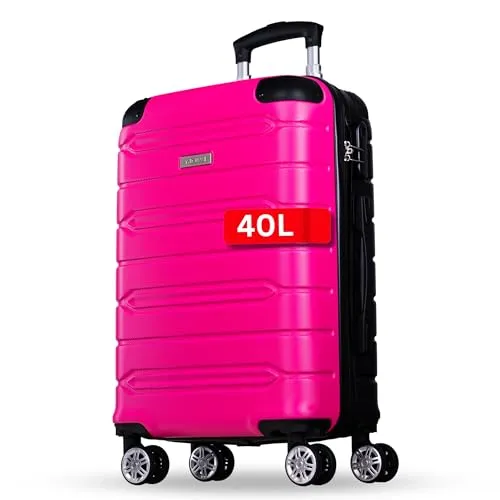 NOWI Hartschalen-Trolley Koffer mit Zahlenschloss - Moderner Hartschalenkoffer in Pink, handgepäcktauglich und ausgestattet mit einem sicheren Zahlenschloss sowie 8 stabilen Doppelrollen für müheloses Reisen.
