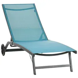 Outsunny Sonnenliege - Blau - 195 x 165 x 102 cm - Gartenliegen mit robustem Aluminiumrahmen und atmungsaktivem Netzstoff für maximalen Komfort. Ideal für entspannte Sommertage zu zweit!