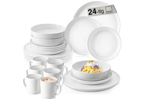 SÄNGER Tafelservice Marlo Geschirrset (24-tlg), 6 Personen, Porzellan, Marlo Kombiservice, erweiterbar, Weiß, Premium Collection