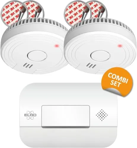 ELRO FF1840 Brandschutzkit - 2X Rauchmelder mit Magnetbefestigung - Rauchmelder-Set mit 10 Jahren Sensorlebensdauer, inklusive Kohlenmonoxid-Detektor und praktischer Magnetbefestigung für einfache Montage.