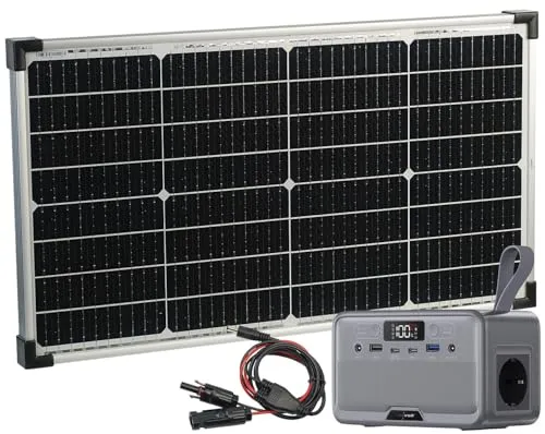 revolt Solar Akku Powerbank mit Solarmodul 60W