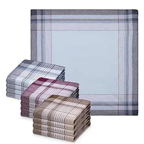 JEMIDI Stofftaschentücher Herren und Damen Baumwolle 12er Pack Stoff Taschentücher 100% Baumwolle Herrentaschentücher Stofftaschentuch in unterschiedlichen Designs, Design 11, 40cm x 40cm