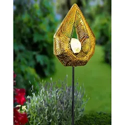 BURI Kugelleuchte Solar Metall-Gartenstecker 78cm LED Glaskugel Gartendekoration Tropfen