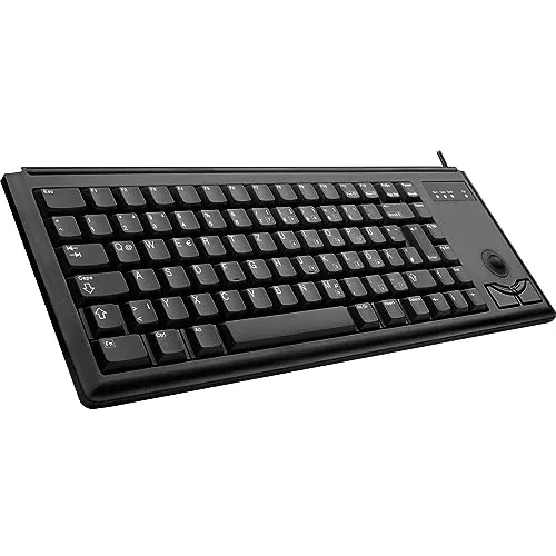 CHERRY G84-4400 - Kompakttastatur mit integriertem Trackball, platzsparend und ideal für beengte Platzverhältnisse, 20 Mio. Tastenbetätigungen