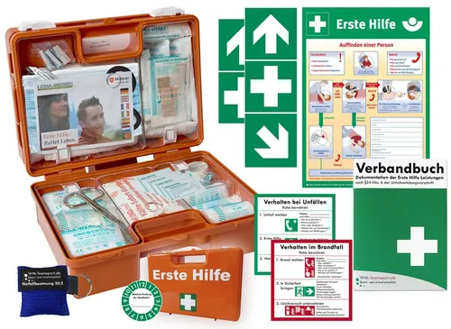 WM-Teamsport Erste-Hilfe-Koffer Quick ARR, DIN 13157 - Erste Hilfe Koffer nach DIN 13157, robust und mobil, inkl. Notfallbeatmungshilfe und Prüfplakette für schnelle Verfalldatumskontrolle. Ideal für Unternehmen und Sportteams.