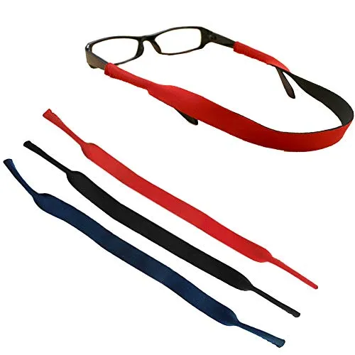 Ainkou 3 x Sport-Sonnenbrillenband, elastisch, dehnbar, schwimmend, Neopren, Brillenhalter, Brillenband für Sport, Outdoor, Wasseraktivitäten, mehrfarbig, Einheitsgröße