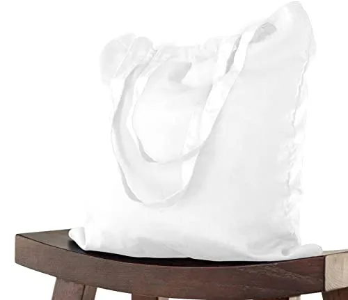 ELES VIDA 5 STÜCK Baumwolltasche 38 x 42 cm unbedruckt, Lange Henkel Stofftasche Tragetasche Umhängebeutel Baumwollbeutel Jutebeutel ÖKO-TEX® geprüft Stoffbeutel, Einkaufstasche, Jutebag Weiß