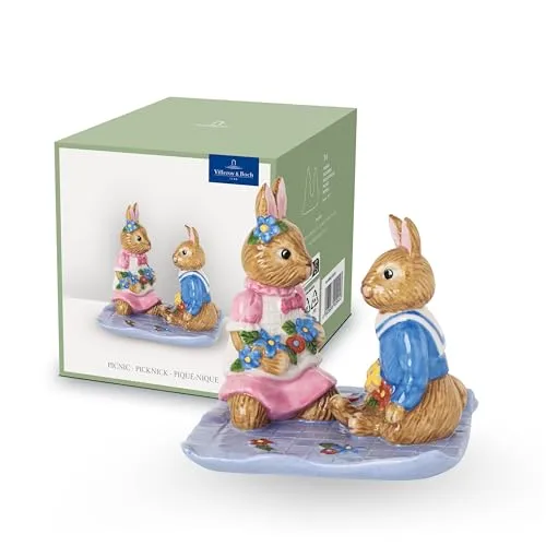 Villeroy&Boch Osterdekoration Bunny Tales Picknick 6333 - Figuren für Ostern, liebevoll gestaltete Porzellanfigur in bunten Farben, perfekt für festliche Tischdekoration und fröhliche Stimmung.