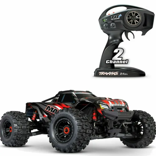 Traxxas 1:10 MAXX Wide Red Monstertruck - 4WD Offroad Spaß - RC-Modellauto mit Allradantrieb, bereit zum Fahren und ideal für Offroad-Abenteuer. Robuste Bauweise aus Plastik und Metall für höchste Langlebigkeit.