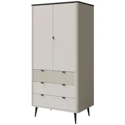 MIRJAN24 Kleiderschrank 3S2D MARLY REG 1 - Drehtürenschrank mit 3 Schubladen und 2 Türen, eleganten schwarzen Metallfüßen und gedämpftem Schließsystem für sanften Komfort.