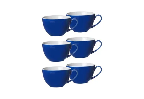 Ritzenhoff & Breker DOPPIO Kaffeetasse 200 ml 6er Set - Indigo Blau - Thermobehälter: Hochwertige Kaffeetassen aus Porzellan im 6er Set, spülmaschinengeeignet, mit großem Henkel für optimalen Komfort und stilvolles Design.