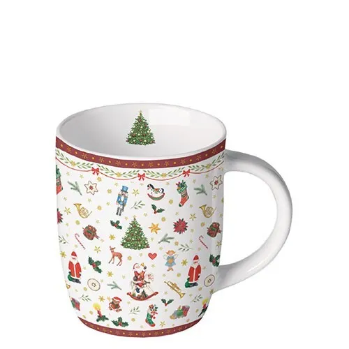 Ambiente Kaffee/Tee Porzellan Tasse 200 ml - Weihnachtstasse mit Ornamenten - Kaffeetassen & -becher, stilvolle Weihnachtstasse, mikrowellen- und spülmaschinenfest, ideal für festliche Anlässe und gemütliche Kaffeepausen.