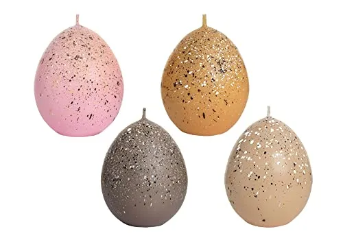 Dekohelden24 Ostereikerze im 4er Set - Eikerzen - Osterkerzen - Kerzen als Osterei, Pastellfarben rosa, Größe H/Ø 6,5 x 4 cm,