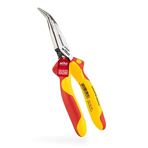 Wiha Flachrundzange Z 05 1 09 VDE 200mm - Zangen mit flachrundem, spitz zulaufendem Kopf, induktiv gehärtete Schneide für präzises Arbeiten, VDE isoliert für Sicherheit bei Elektroanwendungen.
