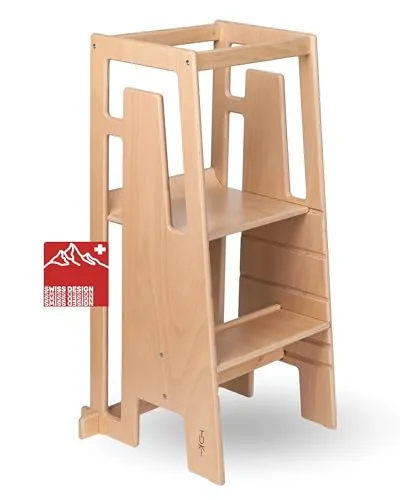Tuki Stehhilfe Lernturm für Kinder ab 12 Monaten - Stehhilfen für Kinder ab 12 Monaten, sicher dank kippsicherem Fallsafe-Kippschutz und höhenverstellbar in drei Stufen – ideal für gemeinsame Küchenabenteuer!