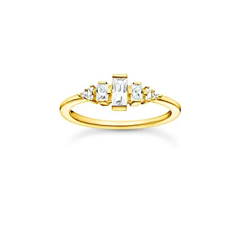 THOMAS SABO Damen Ring weiße Steine vergoldetes Silber TR2347-414-14-48