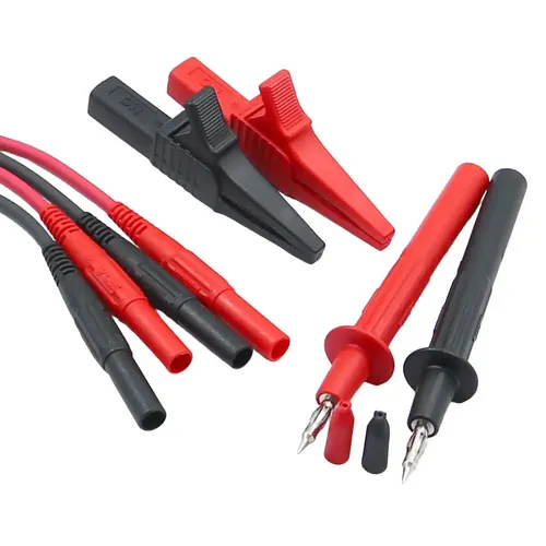 STÄUBLI Messleitungen-Set mit Prüfspitzen & Krokodilklemmen, 2m, rot/schwarz