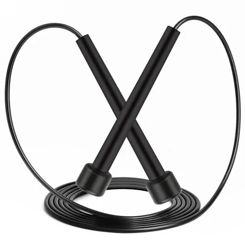 Springseil, verstellbar für Fitness, Crossfit, Boxen, GYM, 2,8 m (schwarz)