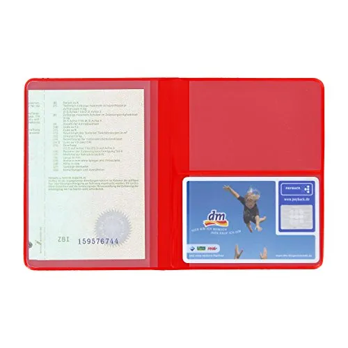 AUSWEISMAPPE AUSWEISHÜLLE AUSWEISETUI (Rot - 4 Fächer) Schwarz Blau Weiß Transparent Etui Mappe Hülle Fahrzeugpapiere Schutzhülle KFZ Schein Fahrzeug Papiere Auto - Made in Germany
