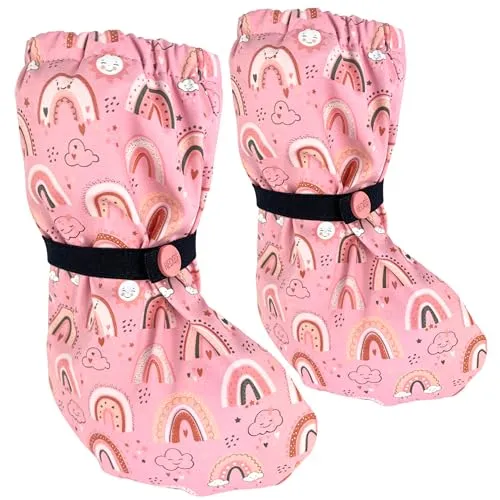 HECKBO Baby Regenfüßlinge ohne Vlies Regenbogen Füßlinge Regen Schuhüberzieher Regen Schuhüberzieher 18-24 Monate - wasserdicht Überziehschuhe Krabbelschuhe Matschschuhe