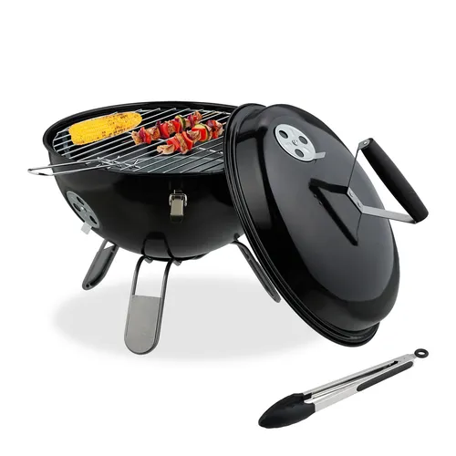 Tragbarer Kugelgrill für Camping und Picknick - Kompakter Kugelgrill aus robustem Stahl und Edelstahl, ideal für Outdoor-Aktivitäten. Mit freistehendem Design und leichtem Gewicht von nur 2,94 kg, perfekt für Grillfreunde unterwegs.
