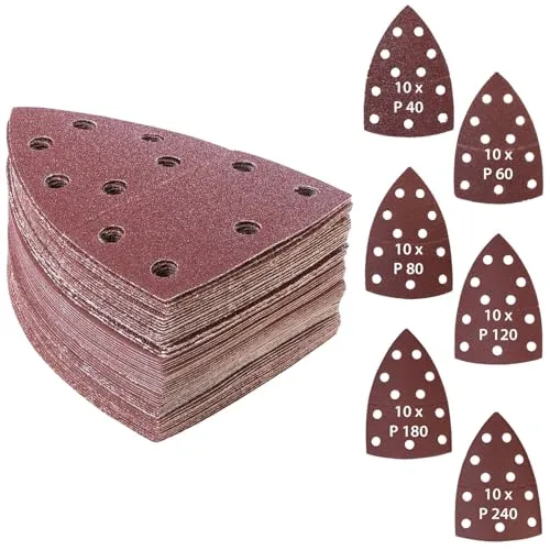 AGT Schleifscheiben: 60er-Set Klett-Schleifpapier für Delta- & Dreieckschleifer, P40