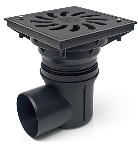 Chudej GmbH 329 V Hofablauf Garagenablauf, Schwarz - Gartenentwässerung mit robustem Gusseisen, ideal für effektive Ableitung von Regenwasser und langlebigen Einsatz.