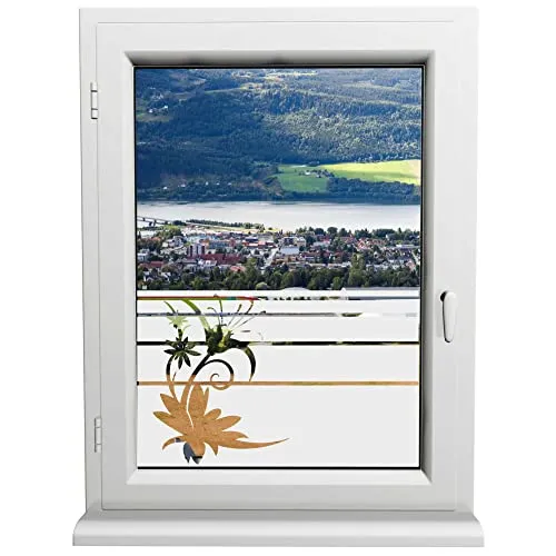 INDIGOS UG - Glasdekorfolie - Lilienblume - Sonnenschutz H50Line - Sichtschutzfolie - Fensterfolie - für die Küche, Bad ans Fenster, Sichtschutz - selbstklebend - matt