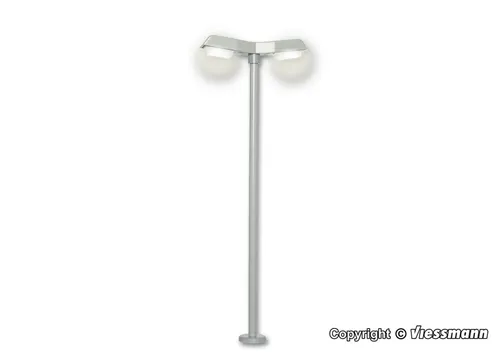 Viessmann 6097 Spur H0 Straßenleuchte modern doppelt 2 LEDs weiß NEU und OvP