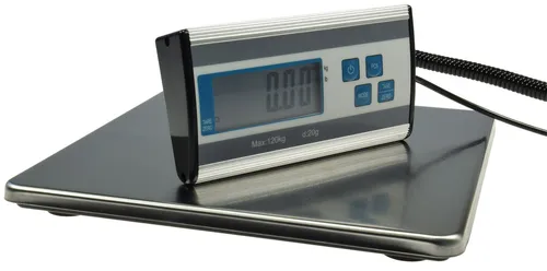 Chilitec Paketwaage Digitalwaage 120kg - Plattformwaage mit separater beleuchteter LCD-Anzeige, ideal für Lager und Versand, max. Belastbarkeit von 120kg, präzise Messung bis 20g.